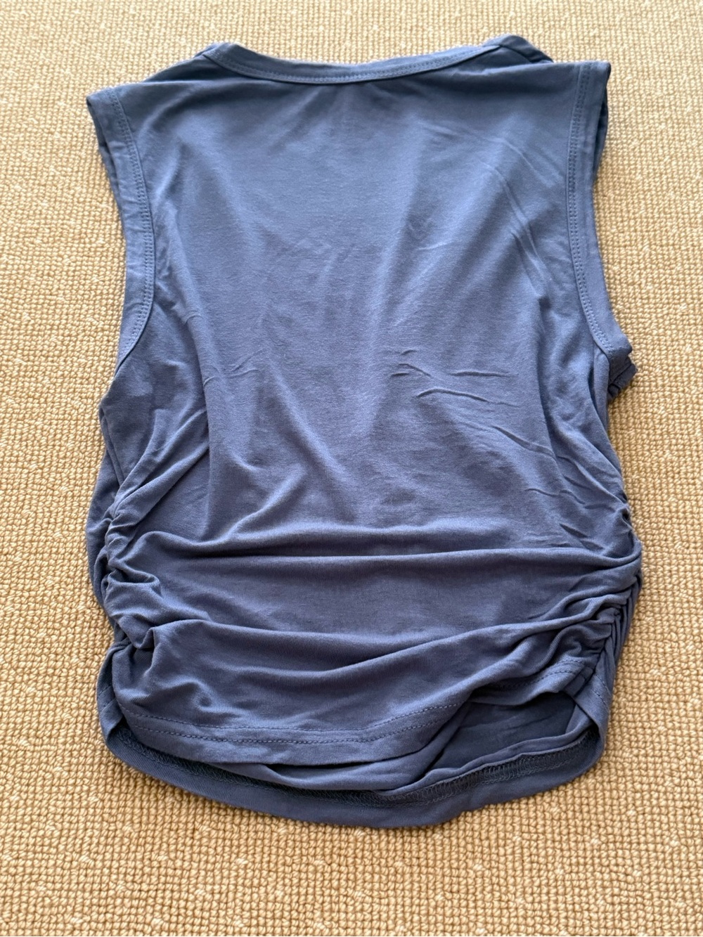 Slate Blue Ruched Side Cowl Neck Sleeveless Top